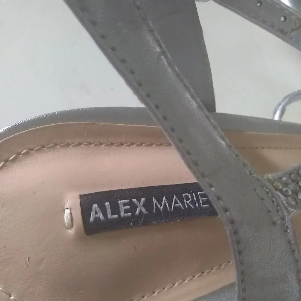 Alex Marie Shoes Rhinestones Strappy Silver Womens 9M